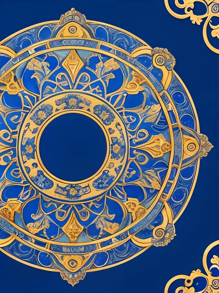 a close up of a fan with a blue and white design, concept art inspired by Fan Qi, pixiv, rococo, ✨🕌🌙, anime art nouveau cosmic display, oriental fantasy, with ornate jewelled, lunar themed attire, intricate ornate anime cgi style, korean art nouveau anime, 8k high quality detailed art, ancient china art style