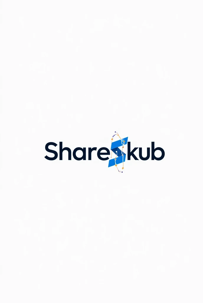 Give me a horizontal logo that contains the words ShareSkub and is usable for a design and marketing website., Also that it can be used as an isologo, that it be black and blue