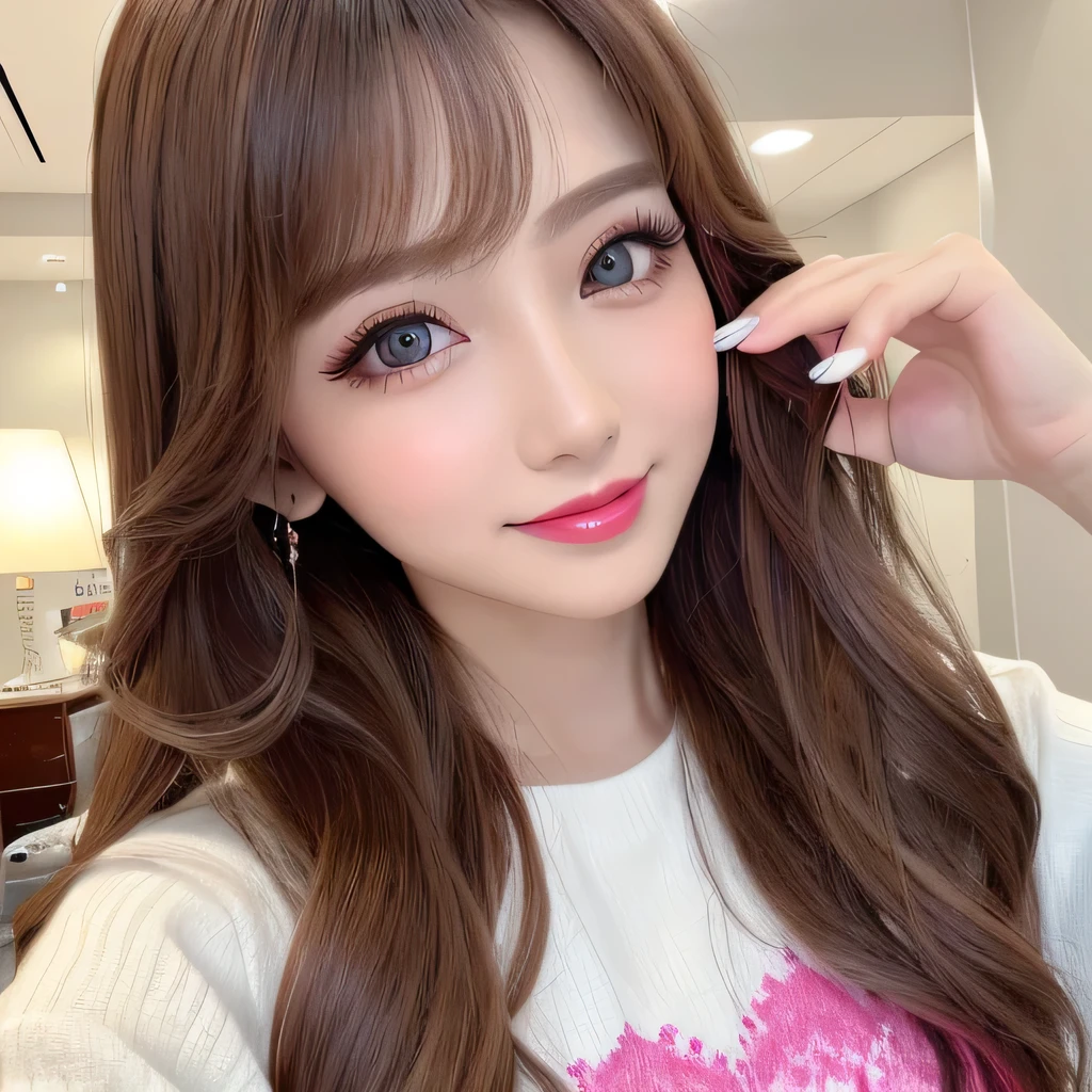 ((Highest quality, Tabletop, Ultra-high resolution、The most complex and detailed depiction))、(Very bright lighting:1.1)、(spring-like clothes)、(Beautiful woman:1.1)、(Long Wavy Hair:1.05), (Accurate anatomy:1.1)、Colored contact lenses、Perfect Makeup、、lipstick、Highly saturated eyeshadow、Cute one-piece figure、Blurred Background, Look at me and smile、Fine dining、(Face close-up:1.1)、(Ultra-high resolution gloss, Fair skin:1.1)、Ultra-high resolutionの顔、Ultra-high resolutionの髪、Ultra-high resolution sparkling eyes、Ultra-high resolution glossy lips、(Brightly lit white skin:1.1)、Beautiful face drawn in every detail、Ultra-high resolution perfect beautiful teeth、(Bright and vivid:1.1), whole body