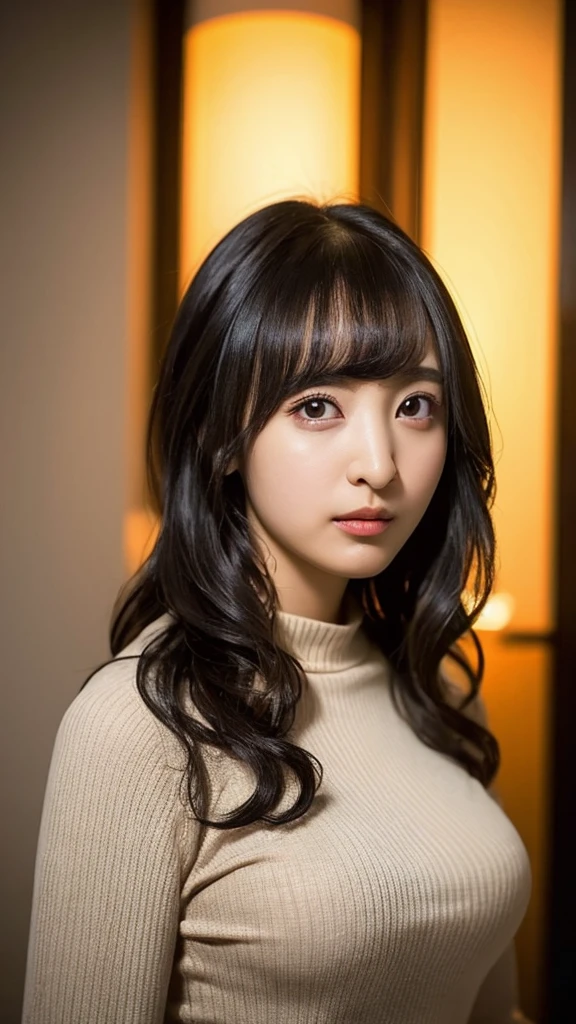 20-year-old, 8K, RAW Portrait (Japanese Girls), photo Realistic, Ultra-high resolution, Highest quality, Actual photo , dramatic, Atmospheric, Realistic,
One girl, a very beautiful Japanese Girls, Glamorous shot of a girl, Textured skin, , lips,
Big and beautiful eyes, , Beautifully detailed nose, sweater,Big Breasts,
View your viewers,