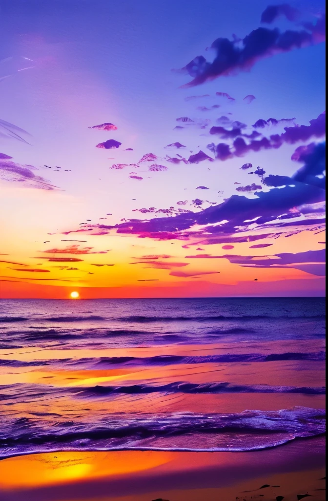 a purple and blue sunset over the ocean with waves, beautiful vibrant colors, beautiful colors, stunning colors, gorgeous colors, magical colours and atmosphere, breathtaking colors, amazing colors, magical colors and atmosphere, beautiful colours, vividly beautiful colors, amazing colours, moody beautiful colors, beautiful colorful, dreamy colors, very vibrant colors, colorful glow, vibrant moody colors