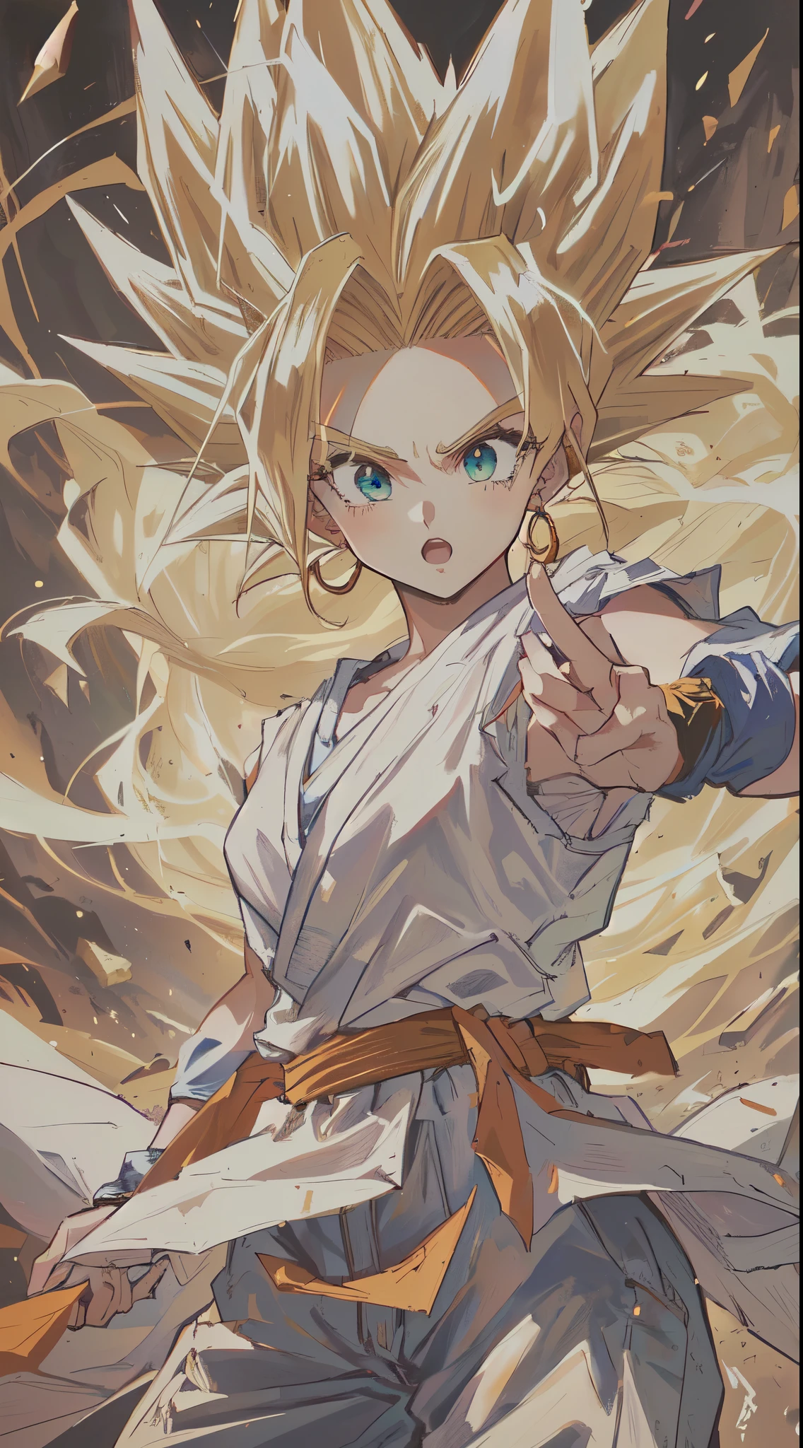 Dragon Ball Goku Wallpaper Dragon Ball Goku Wallpaper, Super Saiyan 3, Super Saiyan, Super Dear, Super Saiyan goku, going Super Saiyan, Eye-catching comic book art style, highly detailed Portrait of Goku, Portrait of Goku, Super Saiyan悟空, Official artwork with high detail, Saiyan girl, Female Goku, Portrait of anime heroine