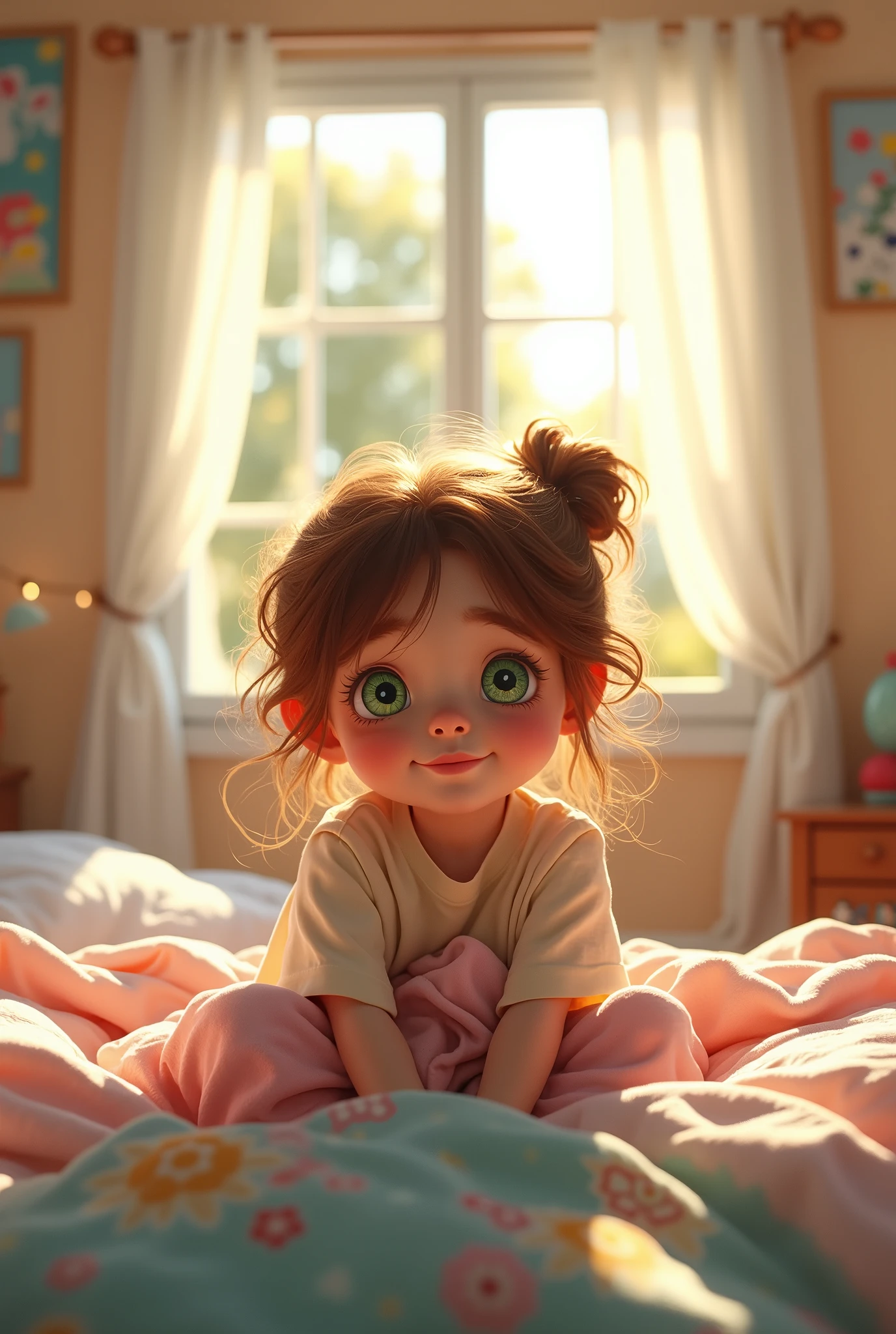 The girl woke up.