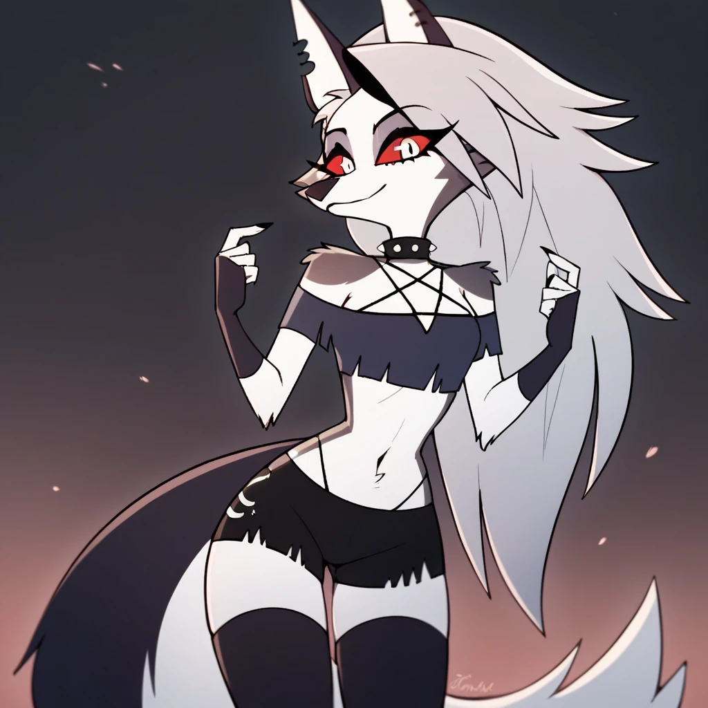 score_9, score_8_up, BREAK, source_anime, (1girl, solo), uncensored, perfect body, slim, thigh highs, fingerless gloves,
anthro, furry, pose, sexy,
Loona \(Helluva Boss\),