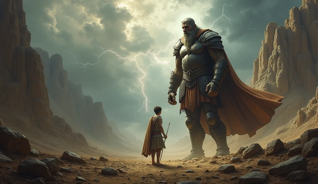 DAVID fighting the giant Goliath