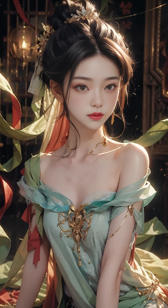 A beautiful girl,Flat Chest,Shoulders exposed skin,
