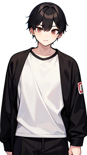 Childhood friend、aggressive。
male，brother　Standing illustration of the upper body without the head　、seems kind　Background white　Background Transparent
