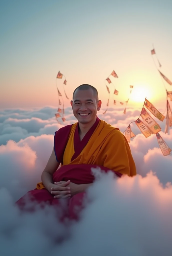 Bhutan monk flying in sky 
