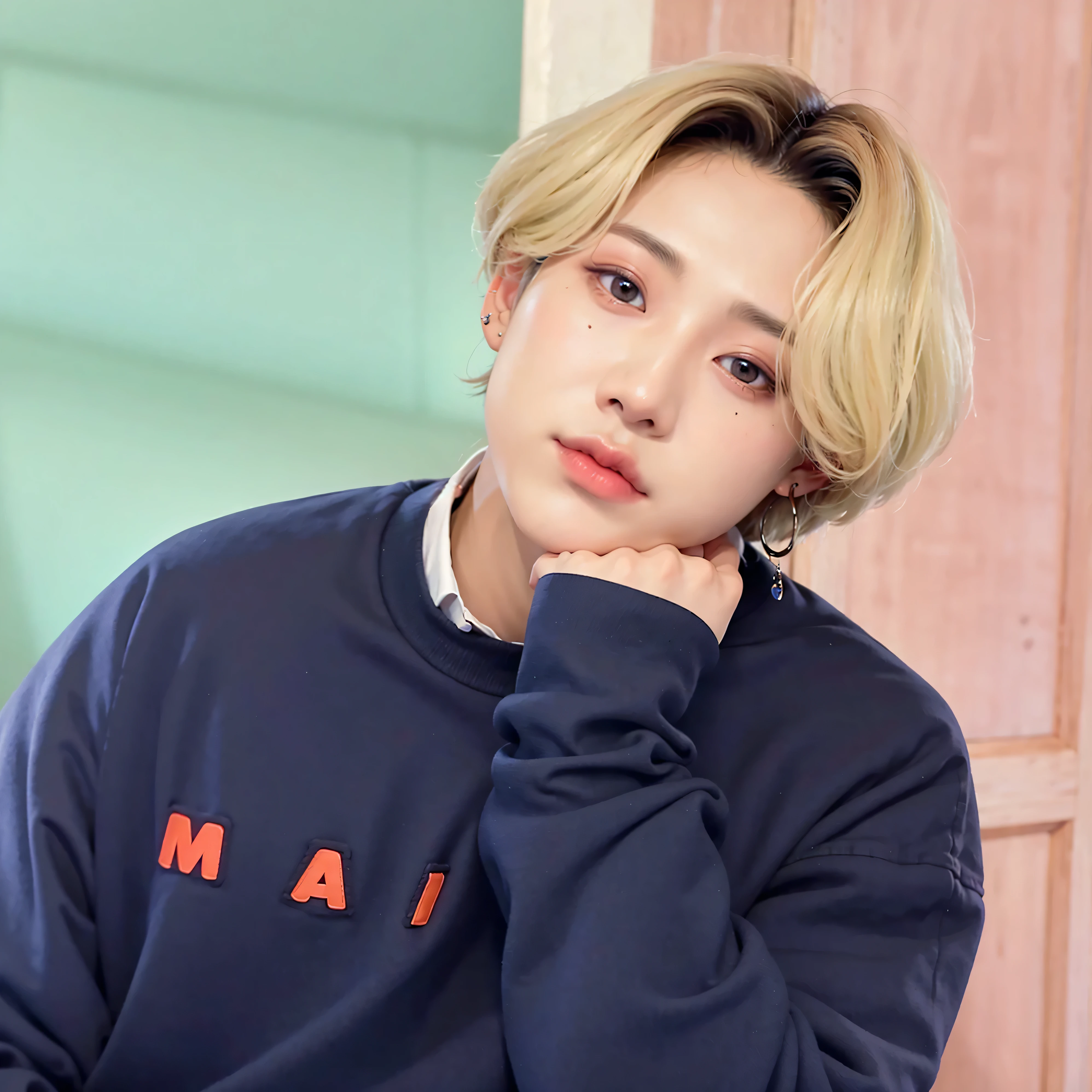 A close-up of a person with a nose piercing, cai xukun, Jimin\fleshy lips,  - thin-faced child, Jimin\greek nose, Jimin\swollen right eyelid, male ulzzang, Kim Doyoung, Dude needs Jimin, Jinyoung Shin, Tae June Kim, Jungkook