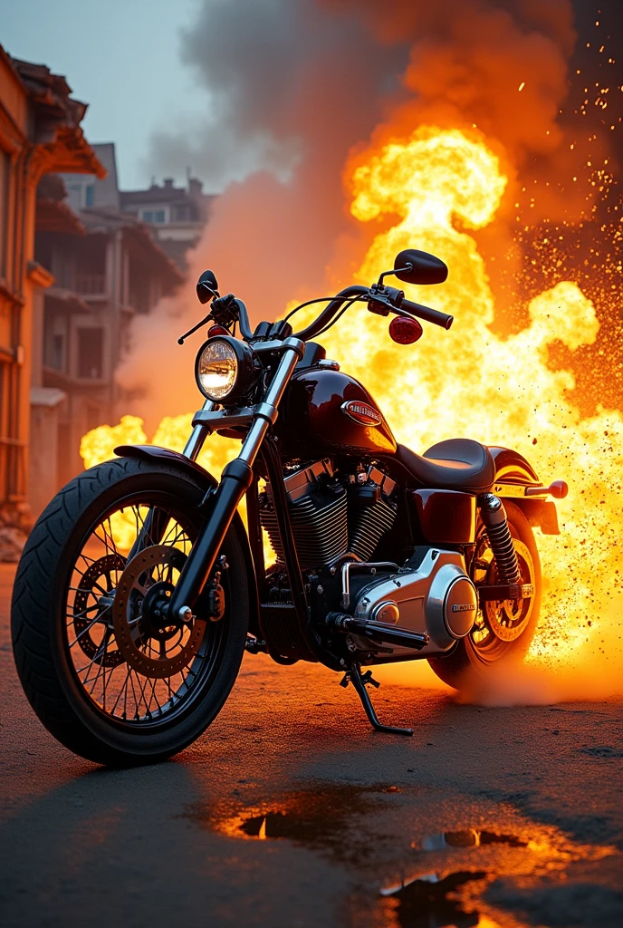Exploding Harley bike