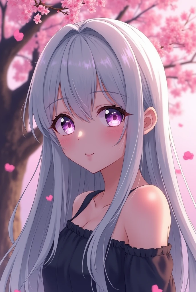 The protagonist's older sister has white and gray hair, a K-cup bust, and is extremely calm. She's beautiful, with a slight Yandere tendency and a hint of perversion. She has heart-shaped anime eyes.