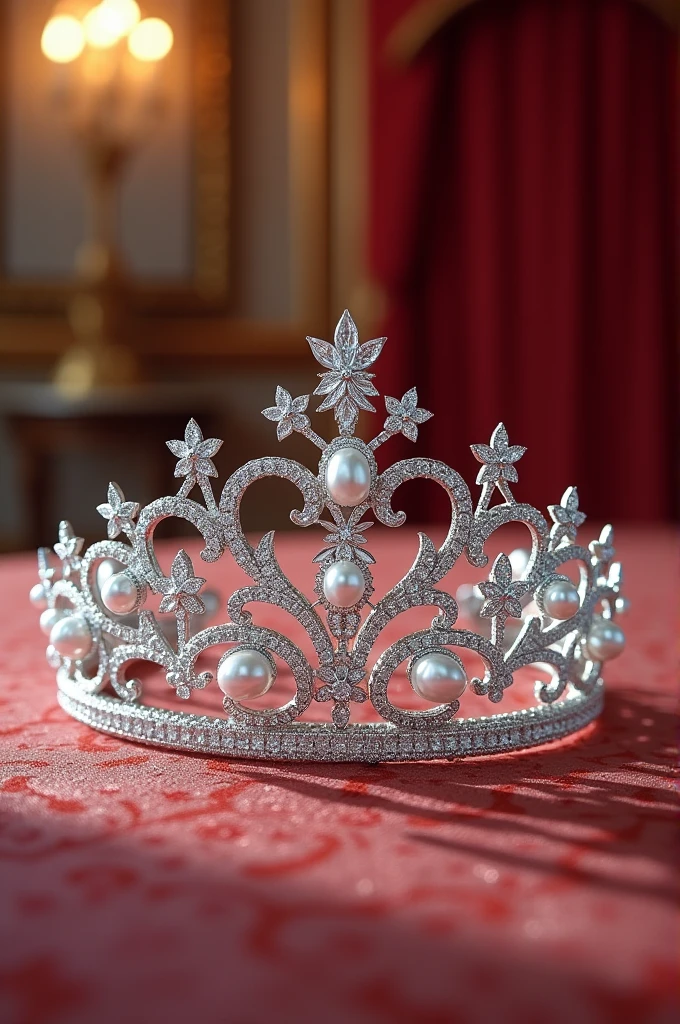 Create an image of a princess tiara that looks like it was designed by the most prestigious jewelers in the world and photographed by a professional.