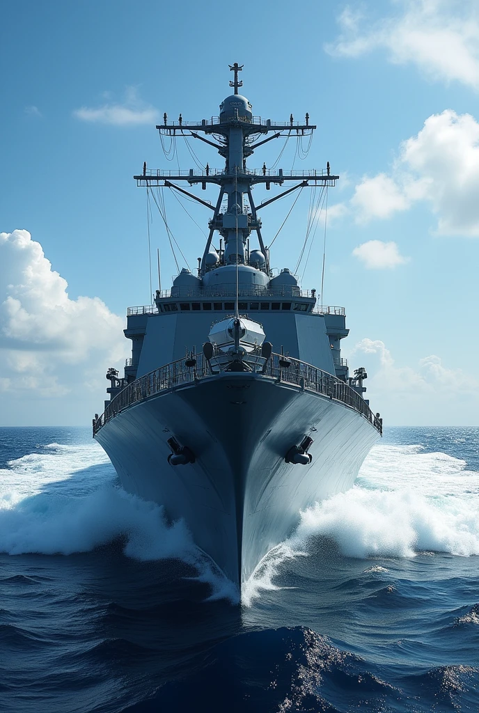 A warship of three thousand five hundred tons, with 76mm naval cannon, eight vertical missile launchers and four anti-ship missile launchers