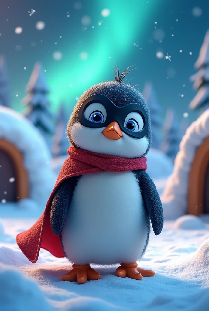 Create a penguin inspired by those from CLUB PENGUIM, com o item BLACK MASK, he is from the group called: The Masked Ones