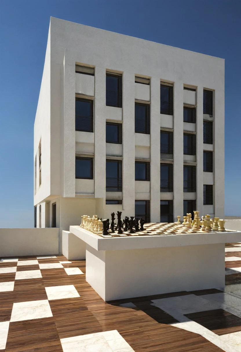 building，Chess board，Chess Pieces