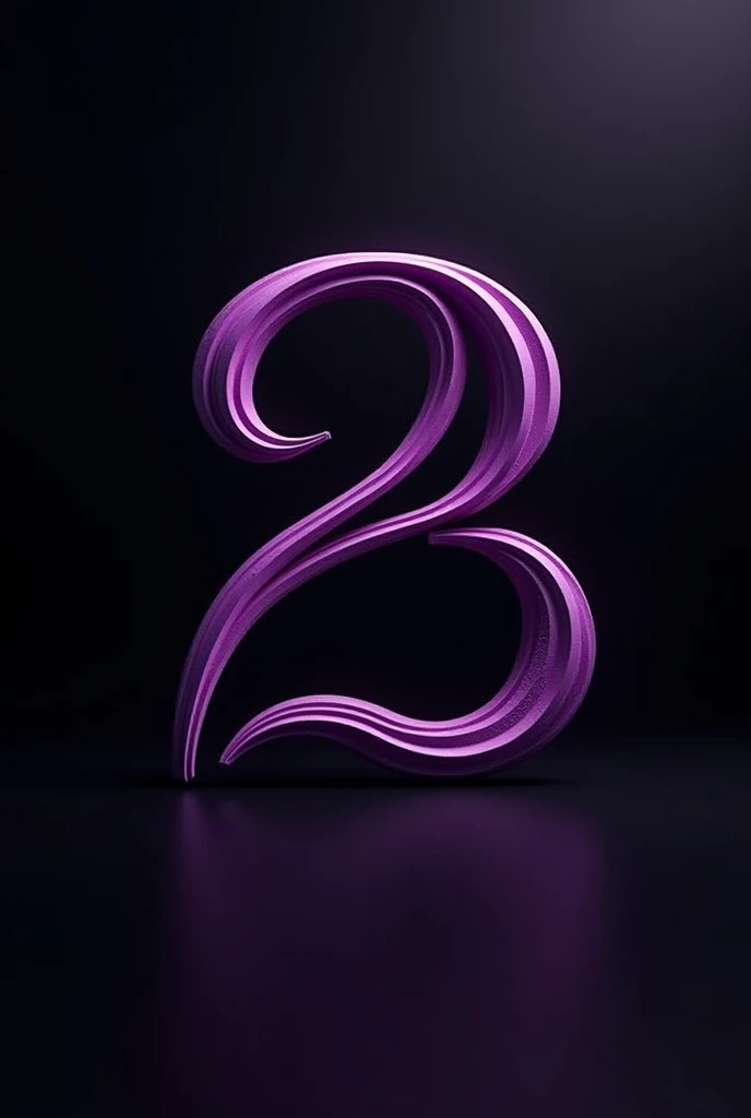 Create an image with the number 2 and letter B together that is creative and elegant, predominantly black with purple details.