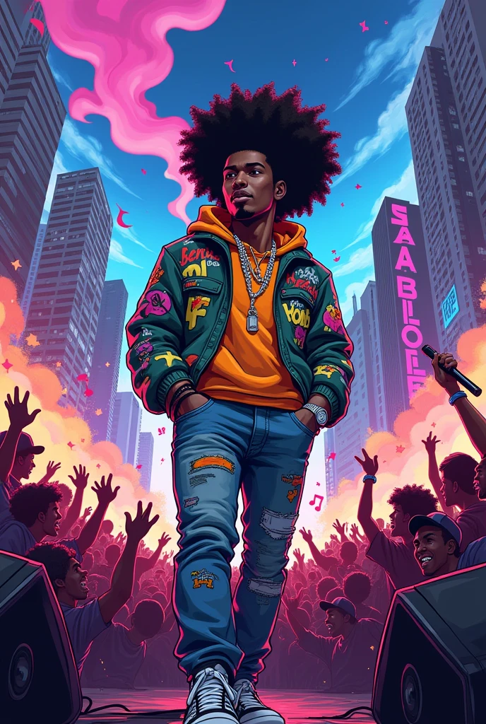 raper Sabotage afro em anime