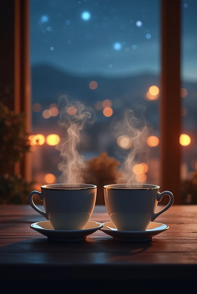 2 coffees together on a table
Night view
Make the image simple
