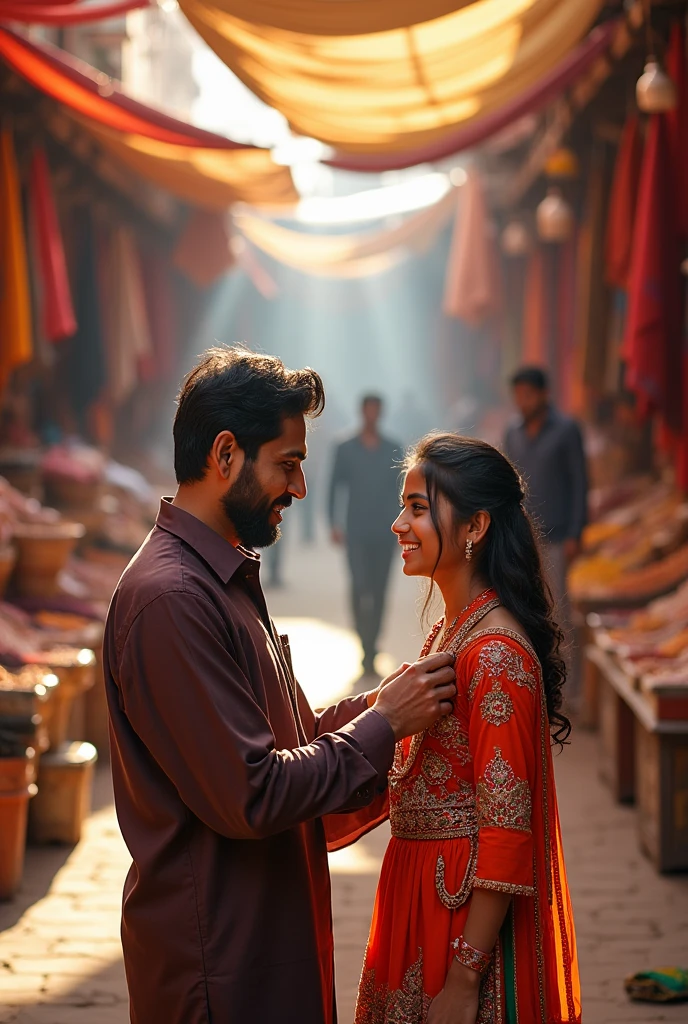 Pakistani man changes a dress of Pakistani girl