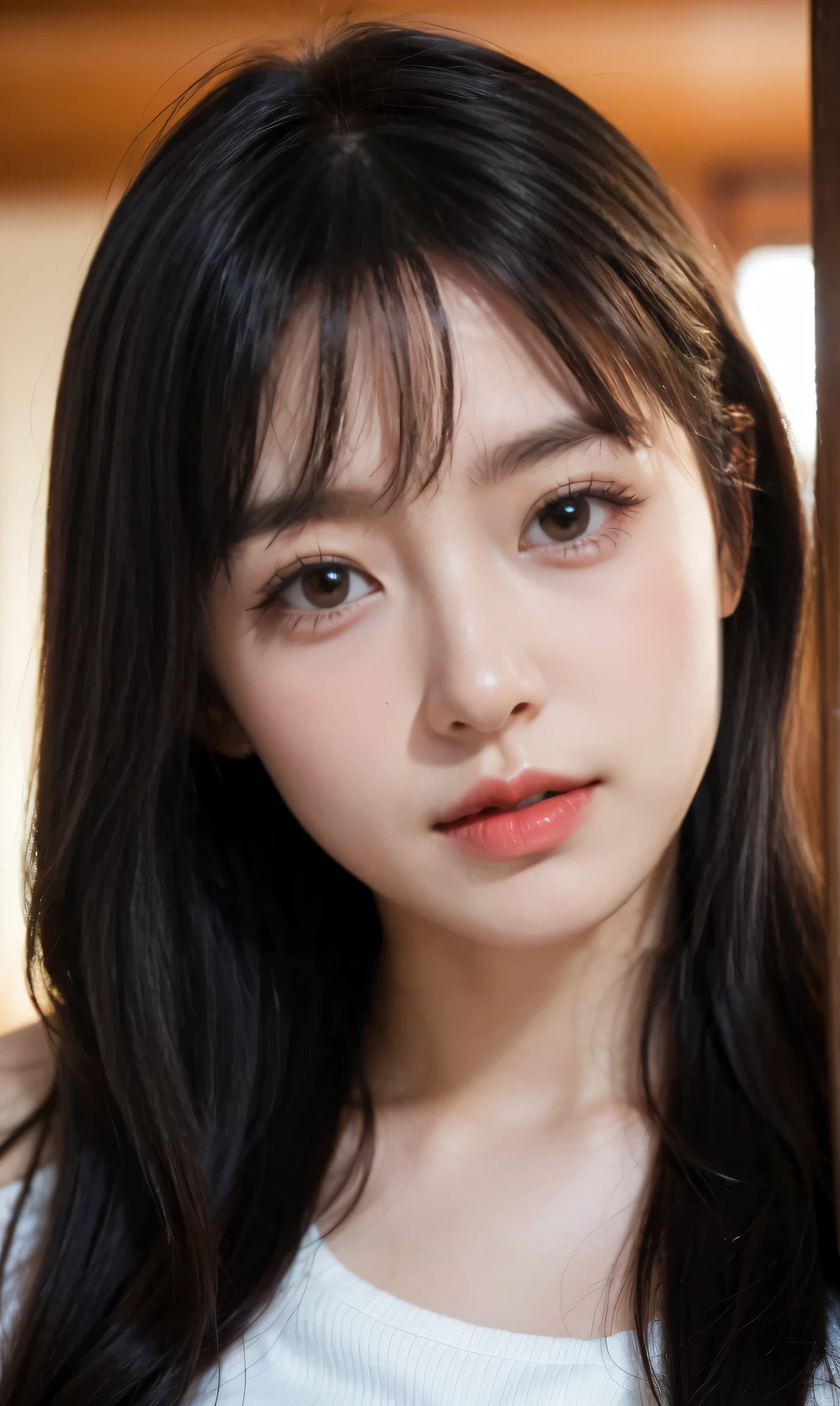 Ulchan-6500-v1.1, (RAW photo:1.2), (realistic:1.4), beautiful detailed girl, very detailed eyes and face, beautiful and fine eyes, That&#39;s ridiculous, incredibly ridiculous, huge file size, Super detailed, High resolution, very detailed, highest quality, table top, ((off shoulder white shirt)), figure, very detailed, nffsw, unified, 8k wallpaper, wonderful, small details, table top, highest quality, Highly detailed nffsw unified 8k wallpaper, face light, movie lighting, 1 girl, , ((Super detailed)), ((dynamic pose))), (camel toe), (half),  (open your mouth)),(((distressed look)),((troubled face)),skirt,((Drooping eyes)),