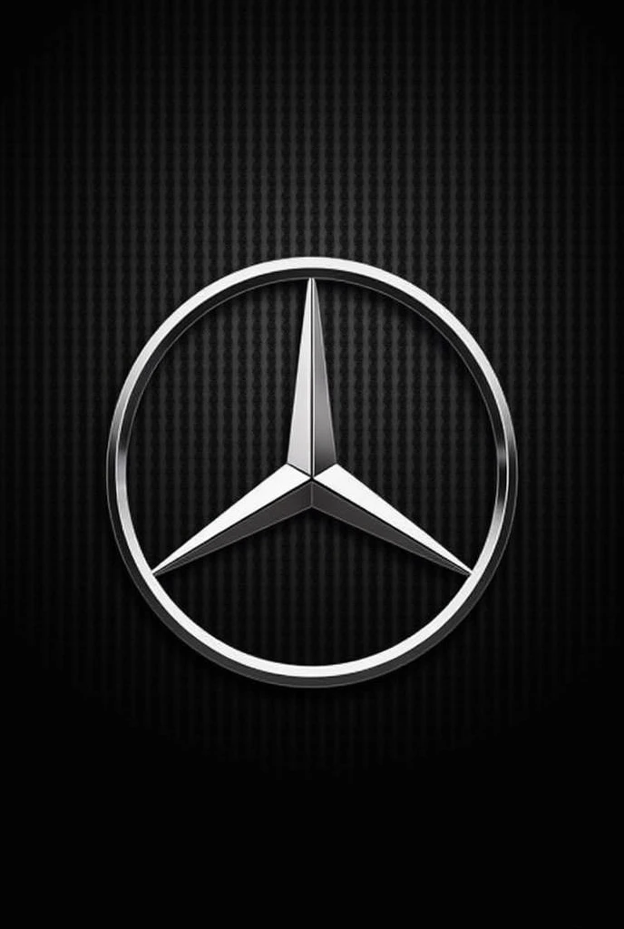 Create a wallpaper with mercedes amg shiny logo in the center in medium size with black carbon fiber in background