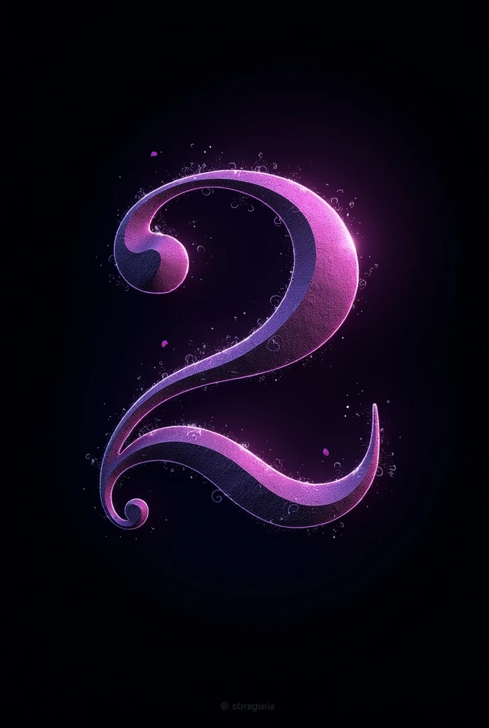 I want an image with the number 2 and the letter B merged, that is creative, wonderful and beautiful, predominantly black with purple details. 

