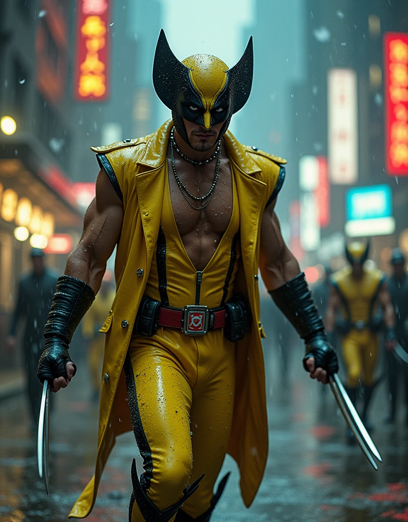 Criar umas imagens
Actor asian Akira kaneda's wolverine as wolverine Year 2099s from X-Men's filmed by ZackSnyder, wolverine dress traje semi rasgado , fighting against thugs X-men Full body , traje rasgado semi Pearl yellow black neon-infused psicodélic fragments splash Snowflakes X-shaped stripes raytracing fashion Week , variant angles, captured with award-winning photography technique, cinematic, dark environment, bokeh, grainy, urban-xmen setting, blurry, IMAx, filmed with Kodak portrait 400, 200mm, f2.8, high resolution, teal filter.Adicione efeitos com chuva, e. Novas cores e trajes diferente em cenas imagens feita,