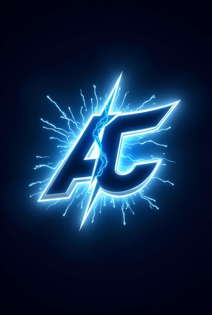Generate a logo with the initials AC with a lightning bolt in the middle of the letters with an electricity background