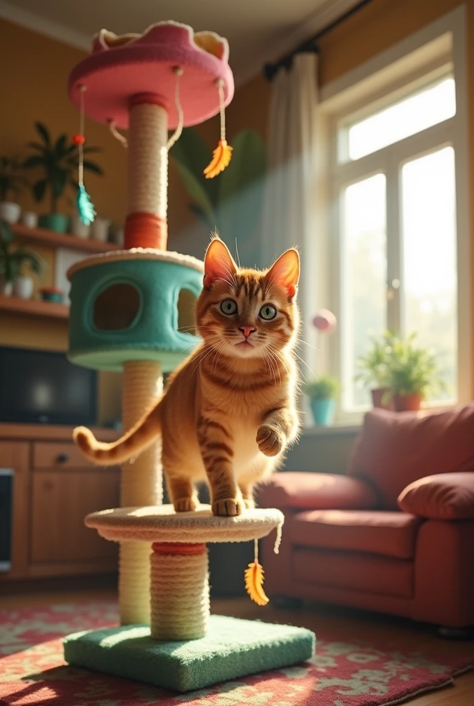 Cat in his cat gym