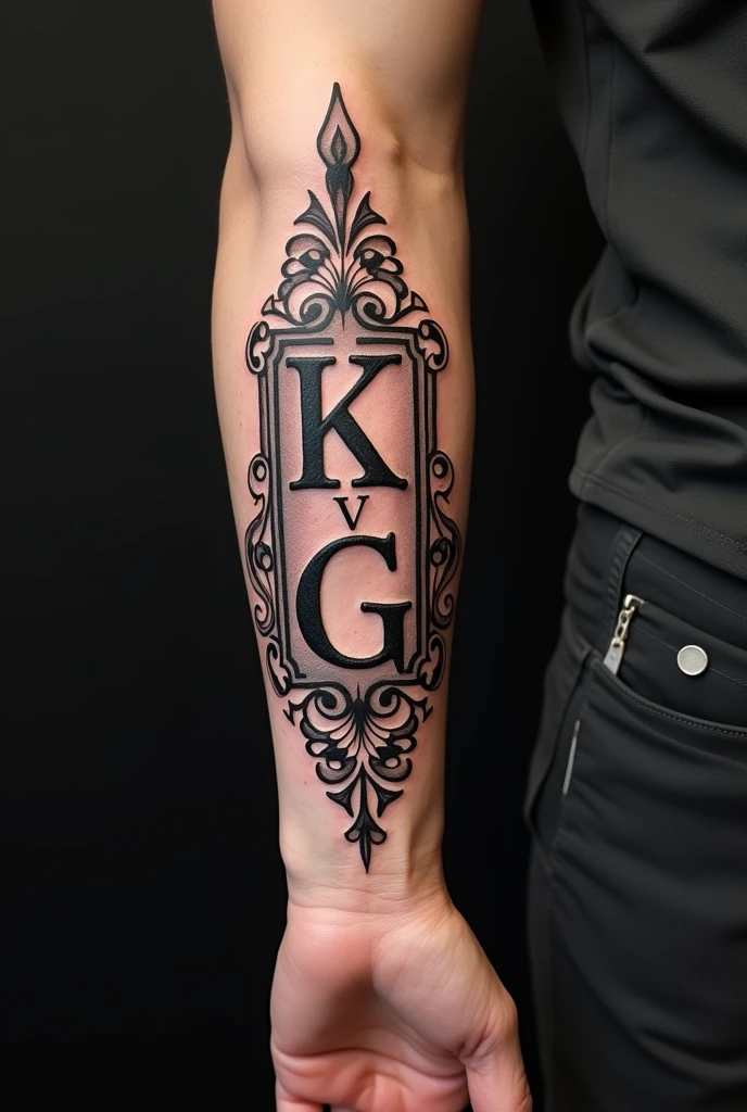 I am a man and I would like a medium tattoo with the initials of my sisters K V and G