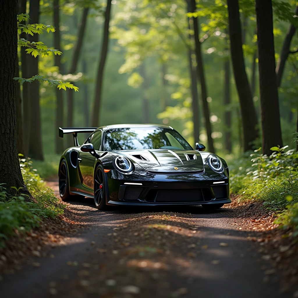 Sports car in a forest