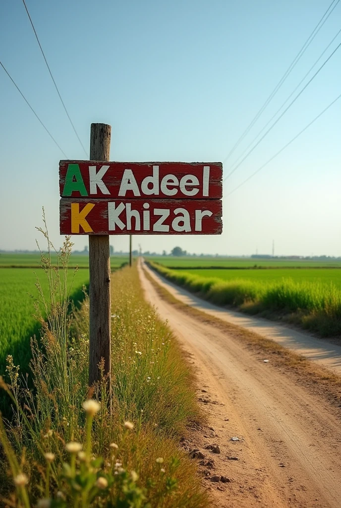 AK-Adeel khizar written on sign board on the road