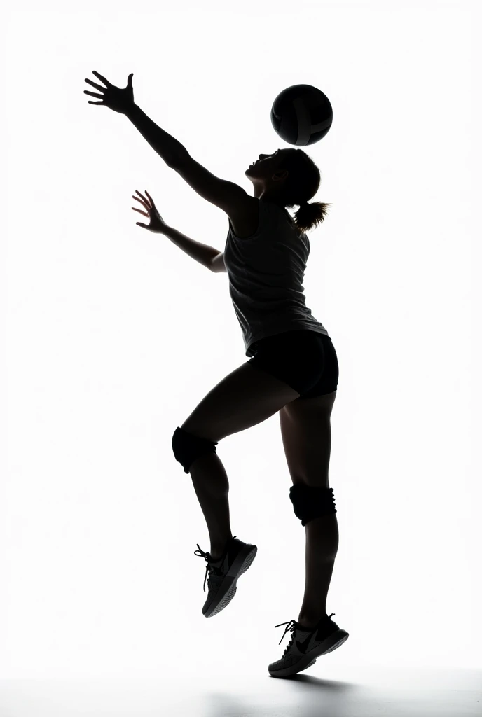 black shadow of volleyball player without background