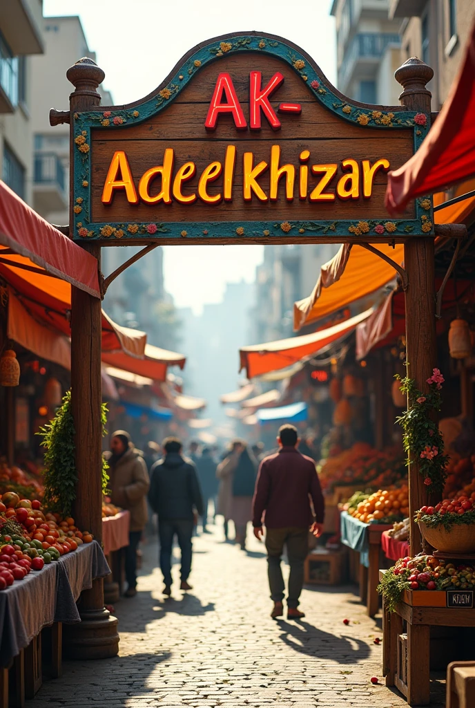 AK-Adeel khizar written on sign board in the Market