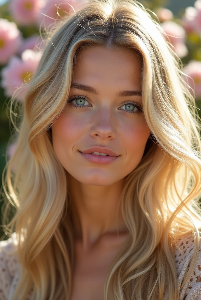 face of a blonde with blue eyes
