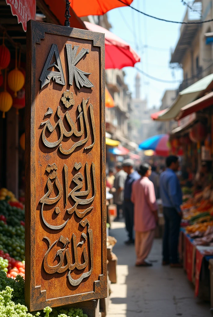 AK-Adeel khizar written on sign board in the Market in Urdu language