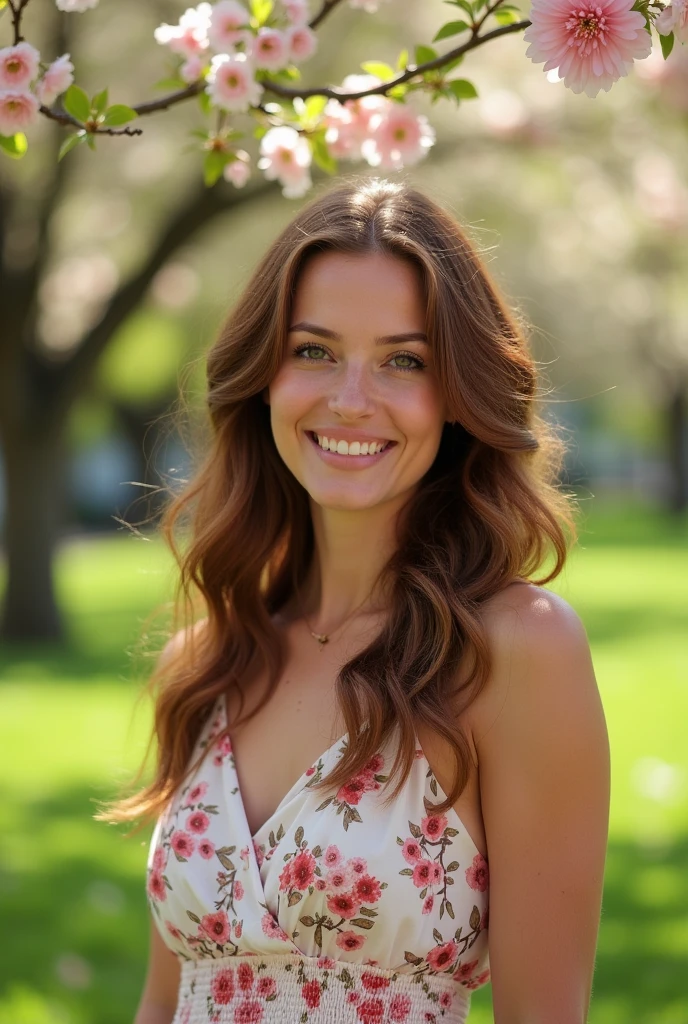 A 35-year-old woman with long hair