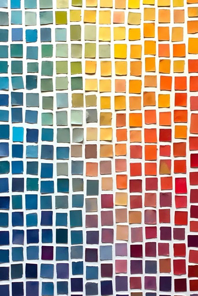 A flat mosaic of squares on a white background 