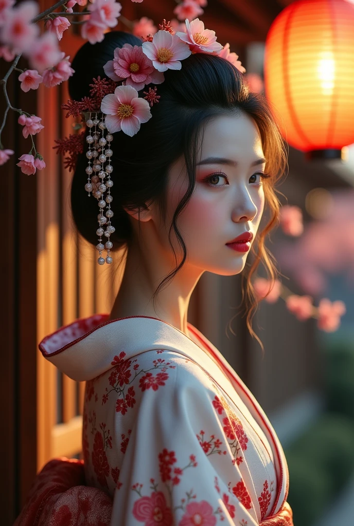 Japanese woman, geisha, naked in realism