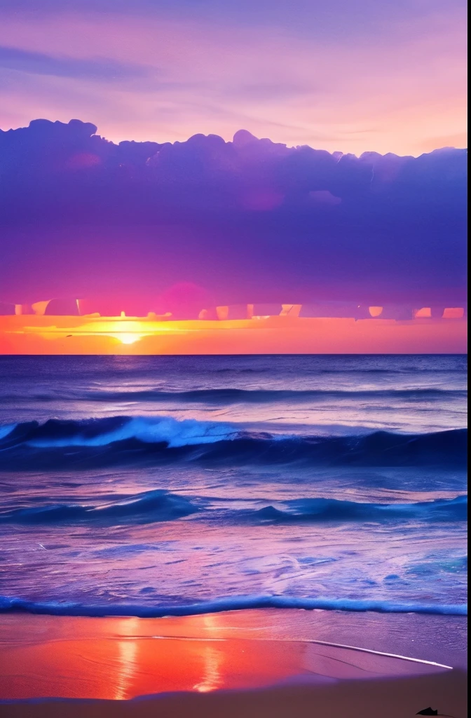 a purple and blue sunset over the ocean with waves, beautiful vibrant colors, beautiful colors, stunning colors, gorgeous colors, magical colours and atmosphere, breathtaking colors, amazing colors, magical colors and atmosphere, beautiful colours, vividly beautiful colors, amazing colours, moody beautiful colors, beautiful colorful, dreamy colors, very vibrant colors, colorful glow, vibrant moody colors