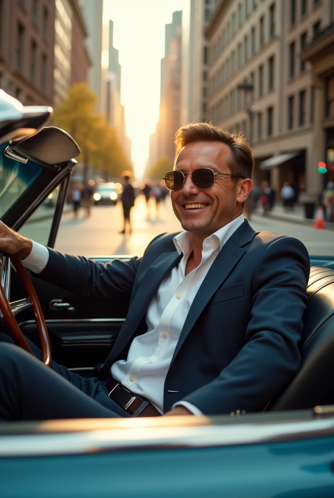 white man in a Cadillac