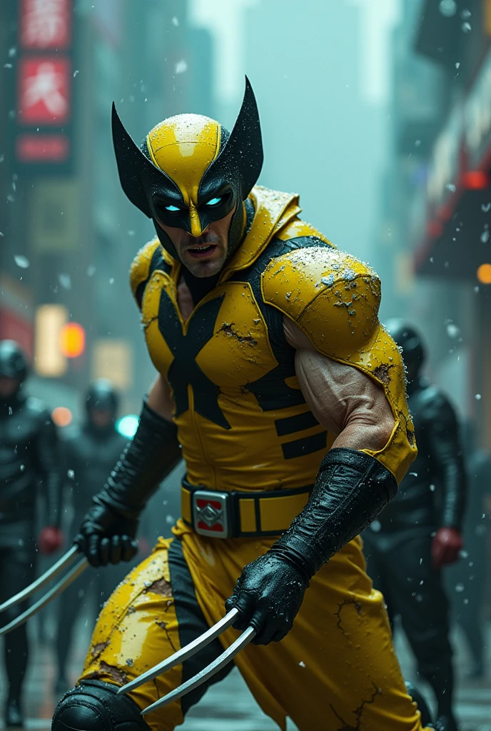 Criar umas imagens
Actor asian Akira kaneda's wolverine creepy monstrous scary as wolverine Year 2099s from X-Men's filmed by ZackSnyder, wolverine dress traje semi rasgado , fighting against thugs X-men Full body , traje rasgado semi Pearl yellow black neon-infused psicodélic fragments splash Snowflakes X-shaped stripes raytracing fashion Week , variant angles, captured with award-winning photography technique, cinematic, dark environment, bokeh, grainy, urban-xmen setting, blurry, IMAx, filmed with Kodak portrait 400, 200mm, f2.8, high resolution, teal filter.Adicione efeitos com chuva, e. Novas cores e trajes diferente em cenas imagens feita,