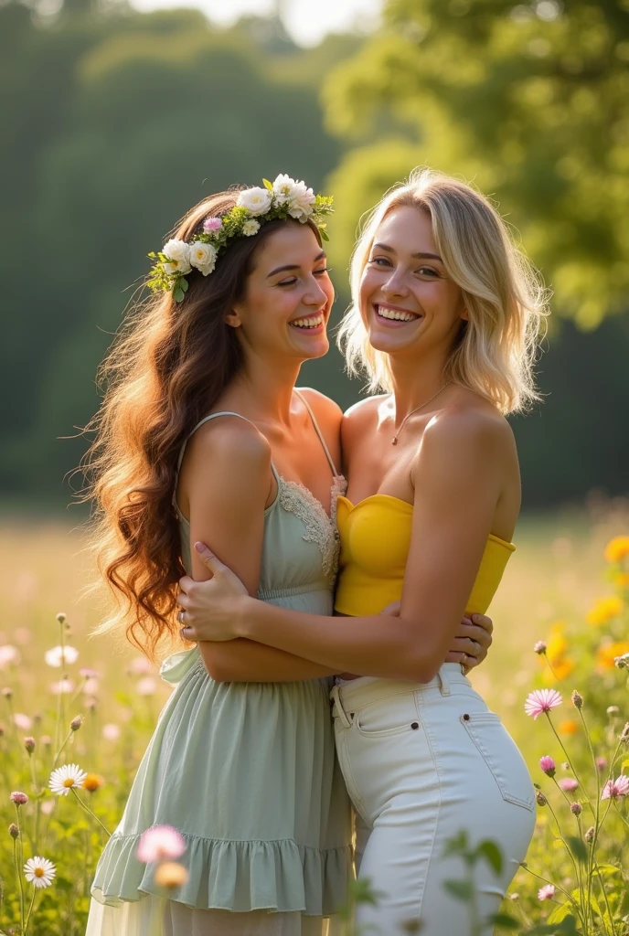 Two young ladies greeting each other 