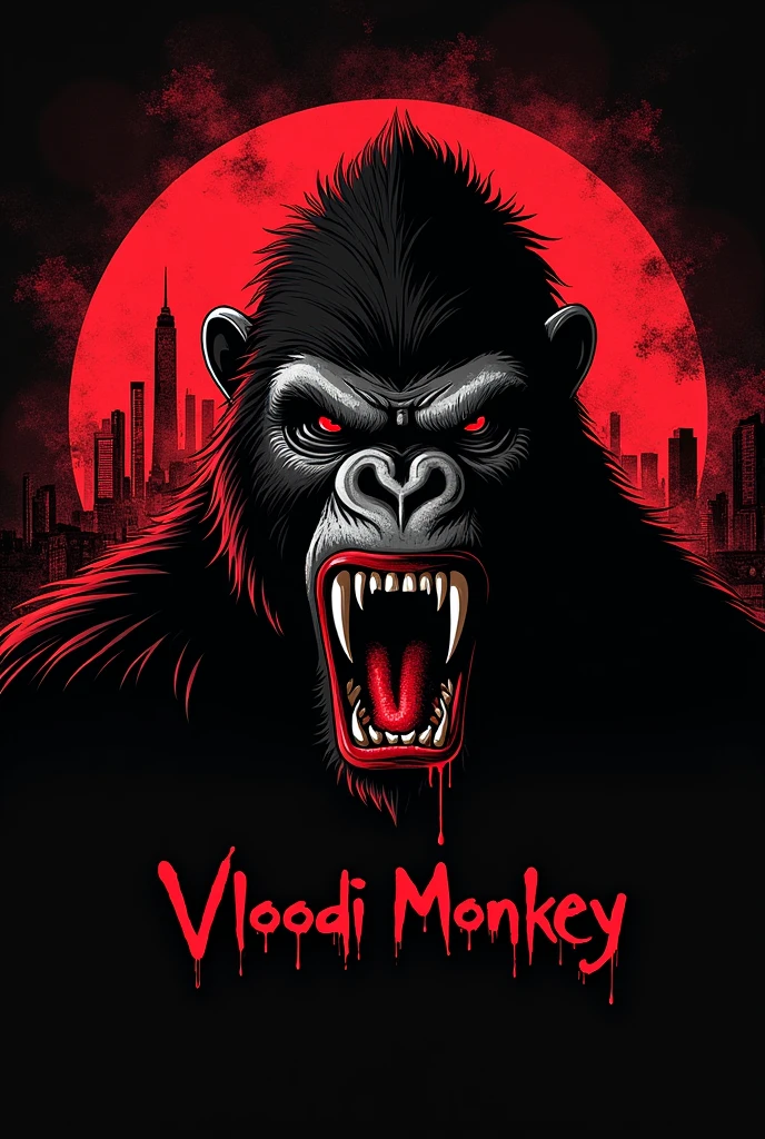 Logo for trap artist advertising
called Vloodi Monkey that is related to blood drops and a demonized gorilla