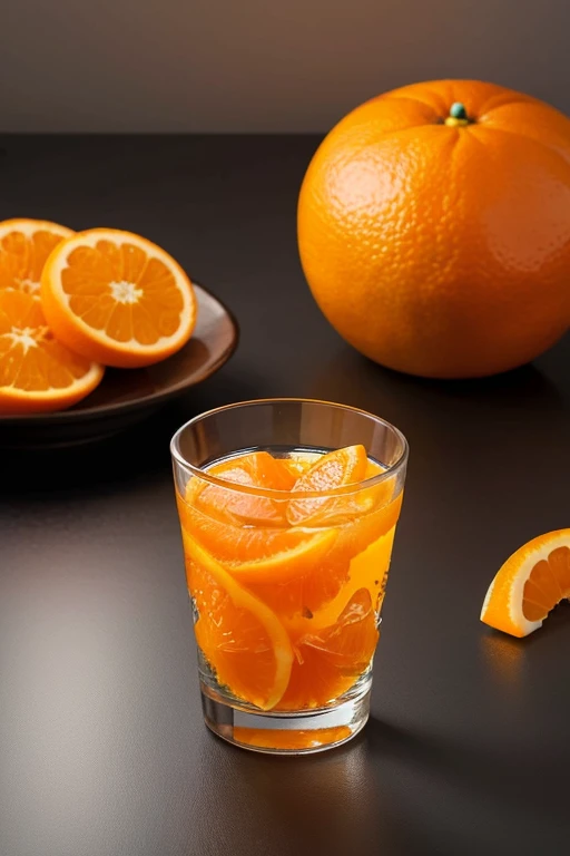 A rocks glass filled with cut mandarin oranges
