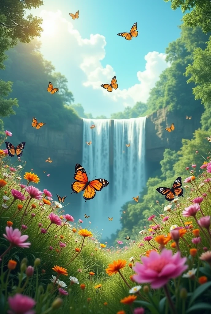 8D wallpaper nature with butterfly