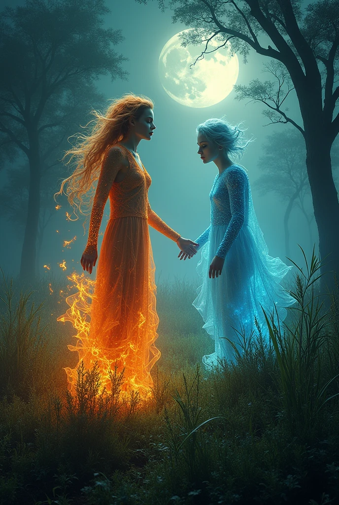 cover of a book called Deep Dreams, Enigmatic beings, Magos, enchanted half-shadowed field, elemental beings