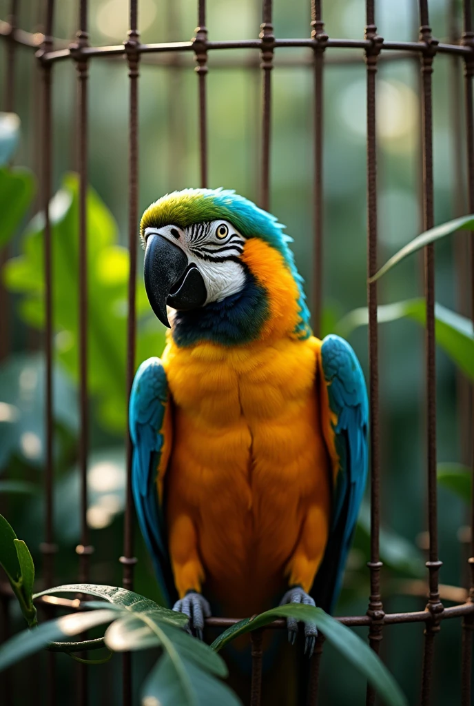 Caged parrot