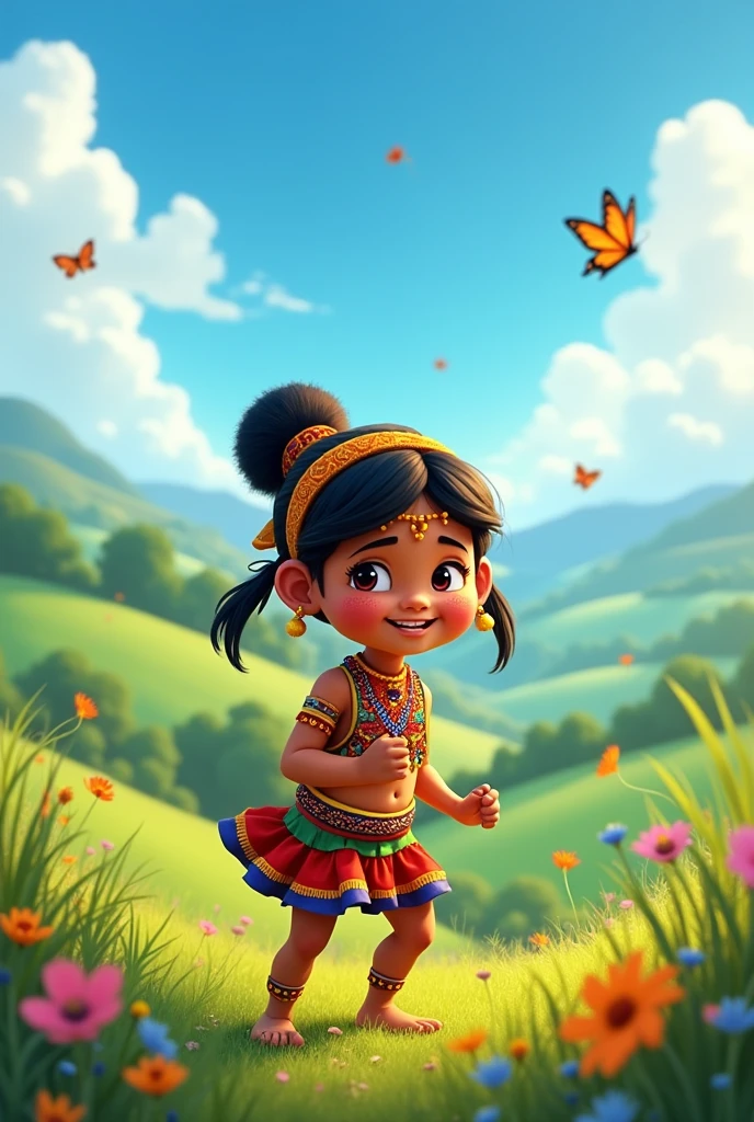 (animated cartoon) Child from the Guane indigenous community of Colombia
