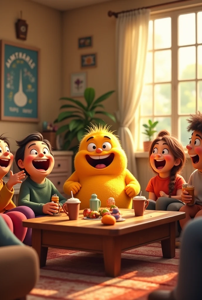 Laughing motu all friends back the home